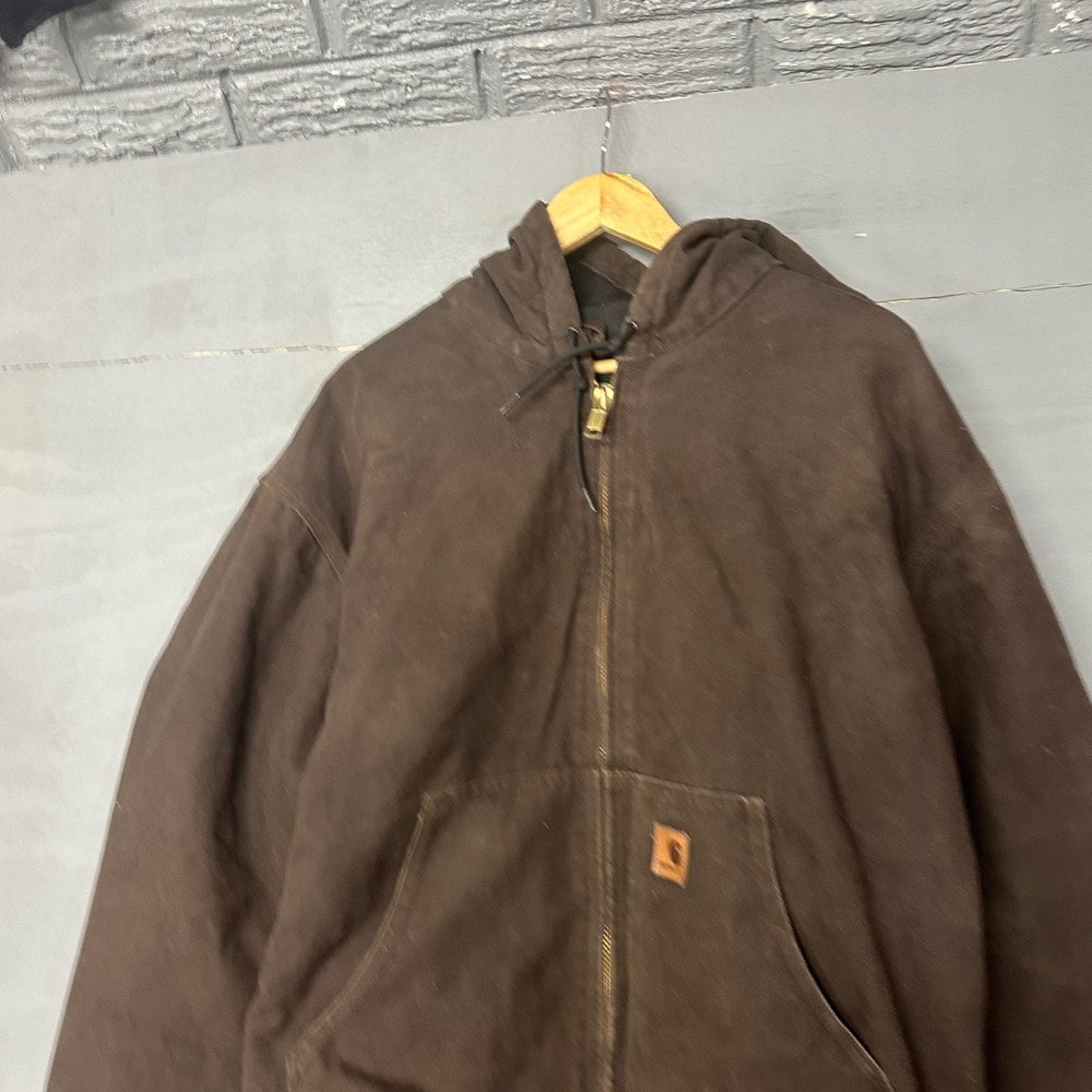 Carhartt Mens 2XL Dark Brown Quilted Lined‎ Duck Canvas Active Jacket J131 DKB